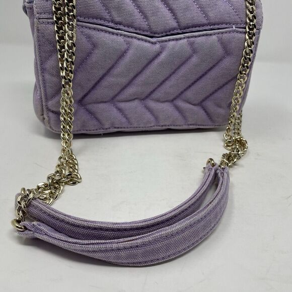 SANDRO Yza Bag Women Purple Quilted Shoulder Bag Distressed Canvas Chain Strap - Picture 12 of 16